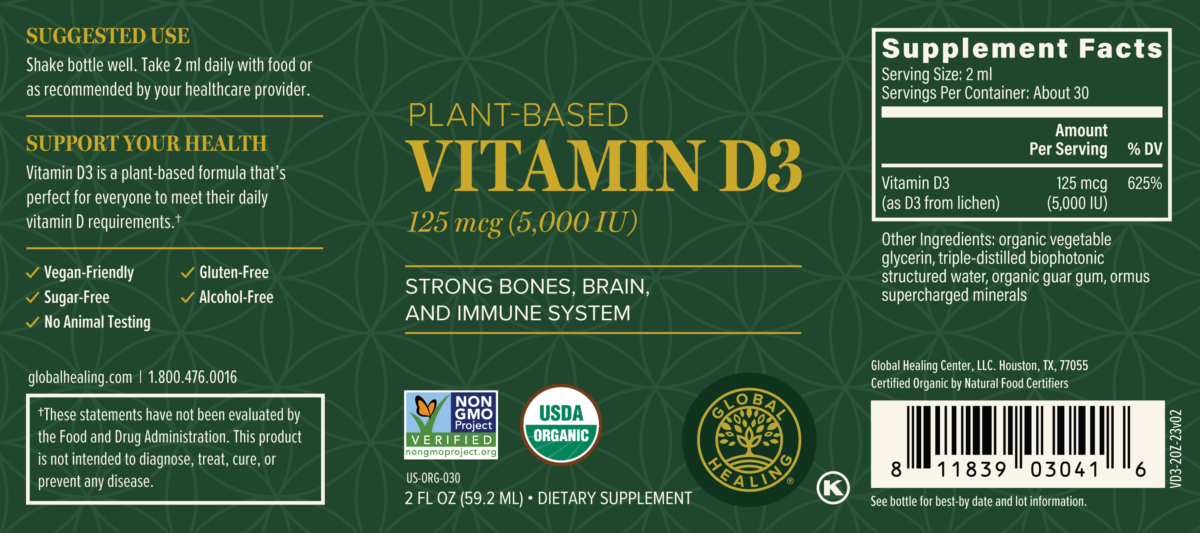Taimne vedel D3-vitamiin, koostis